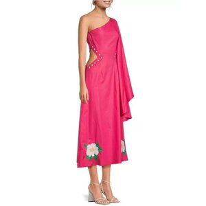 Fanm Mon Size XL Amarya One-Shoulder Bell Sleeve Cut Out Embroidered Dress NEW